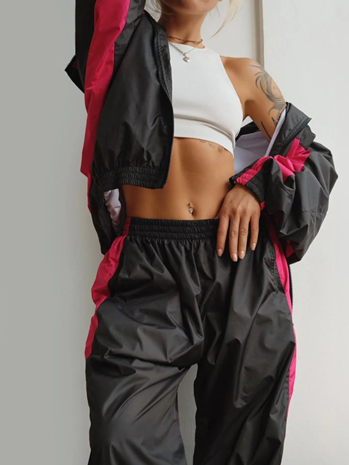 Zip Up Long Sleeve Top and Pants Set
