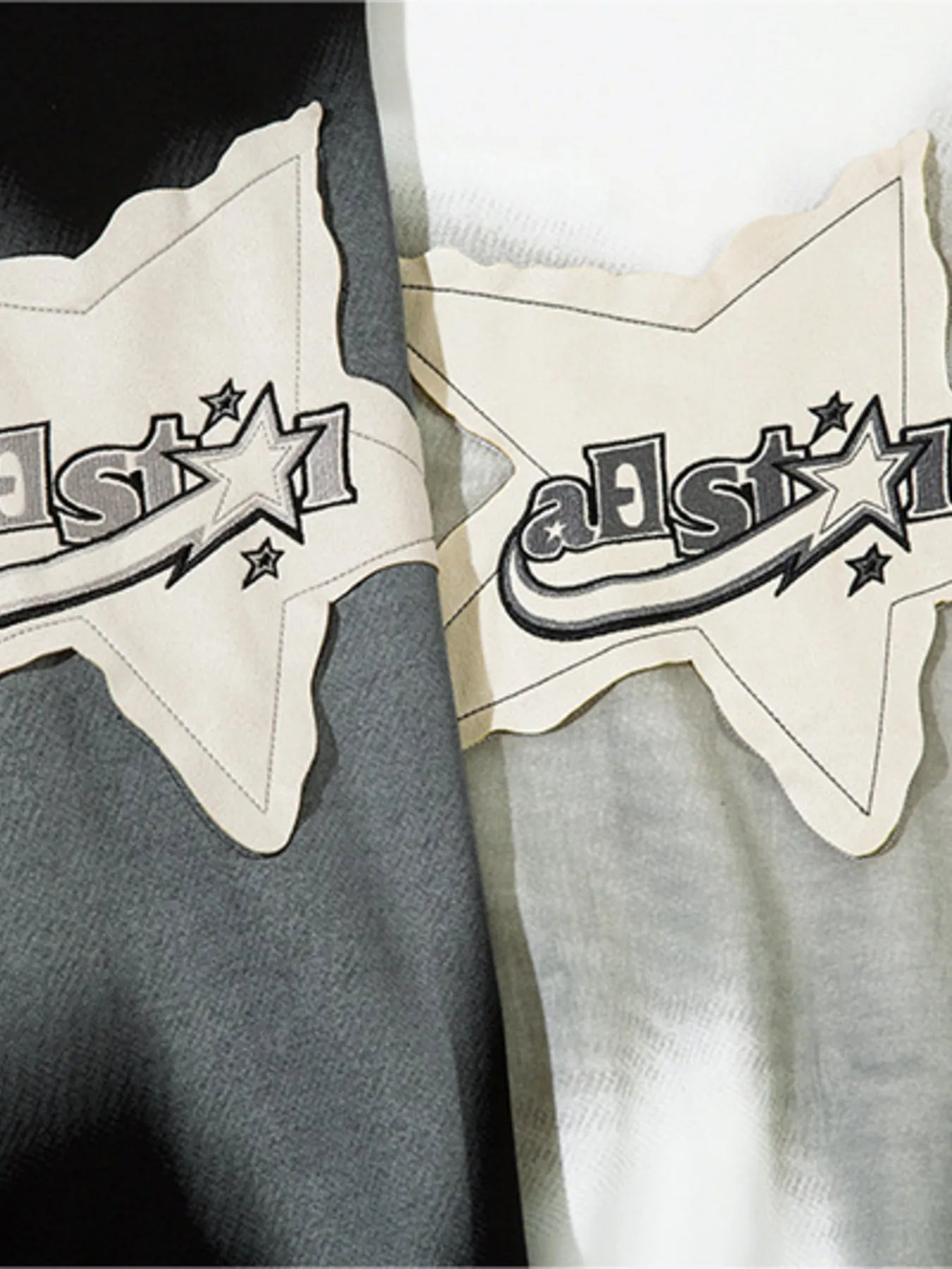 Men's Star Patch Oversized Hoodie with Snap Detail