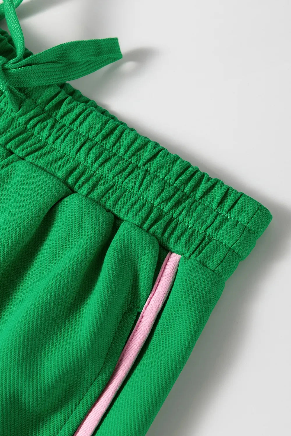 Two Tone Contrast Textured Crewneck Tee and Shorts Set
