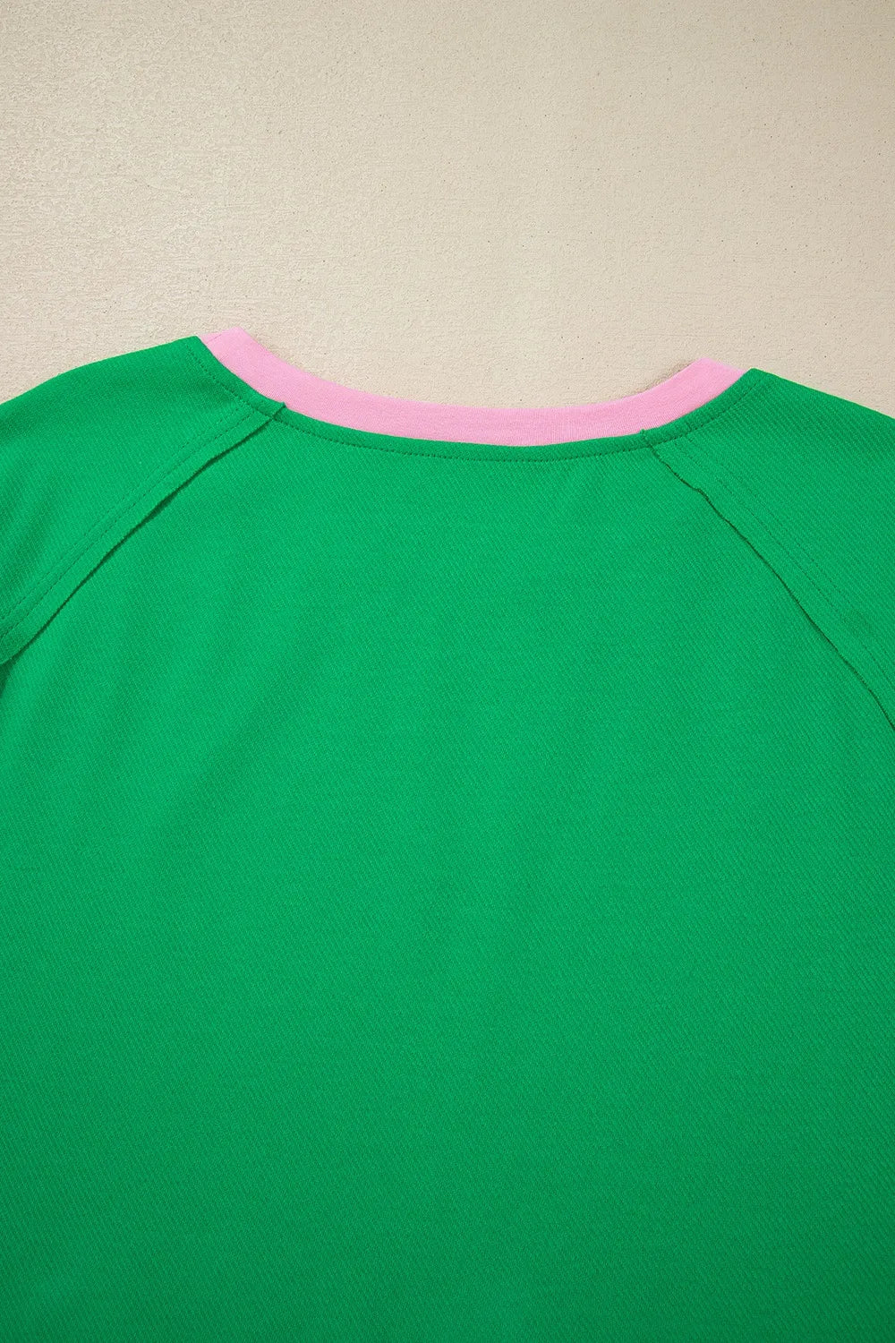 Two Tone Contrast Textured Crewneck Tee and Shorts Set