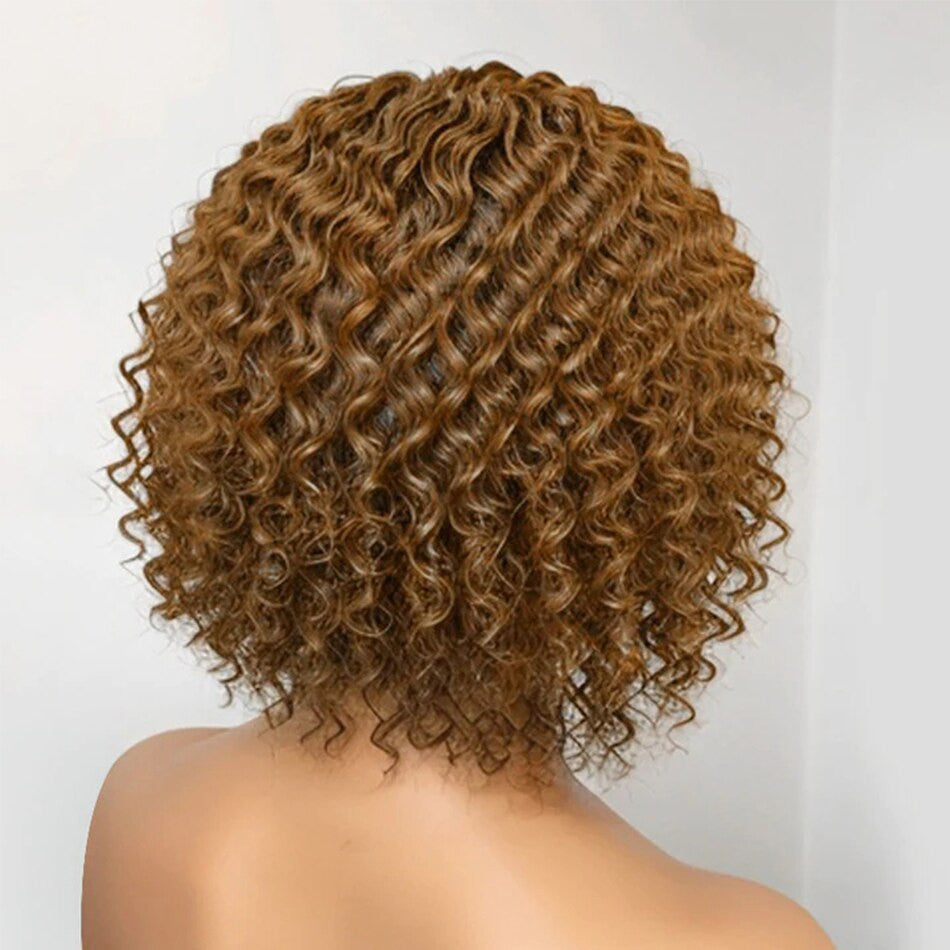 Curly Bob Wig 13x4 Lace Short Wig Trendy Mix Color Brown