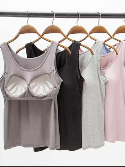 Full Size Wide Strap Model Tank with Bra