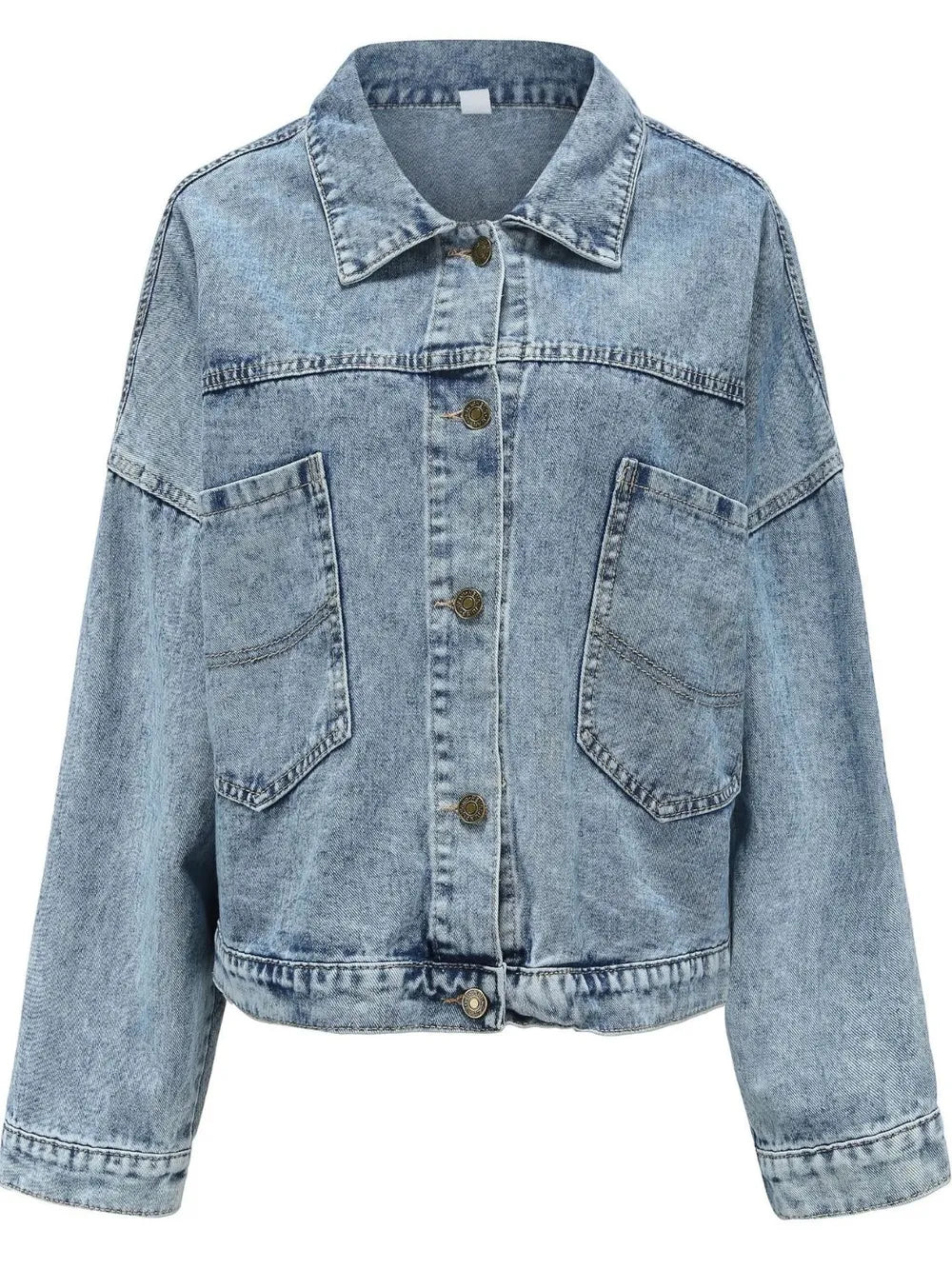 Button Down Drop Shoulder Denim Jacket