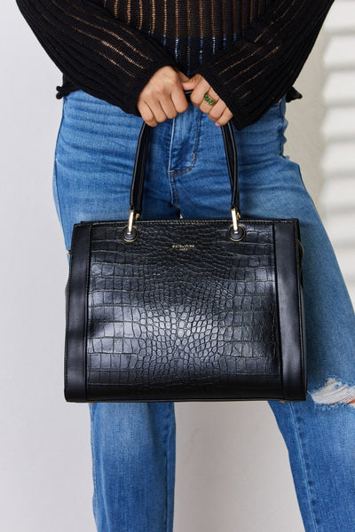 David Jones Texture PU Leather Handbag for Stylish Elegance