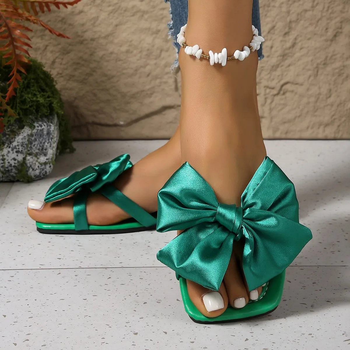 Bow Open Toe Flats Sandals