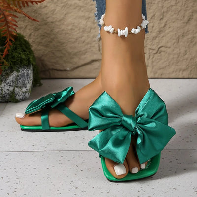 Bow Open Toe Flats Sandals