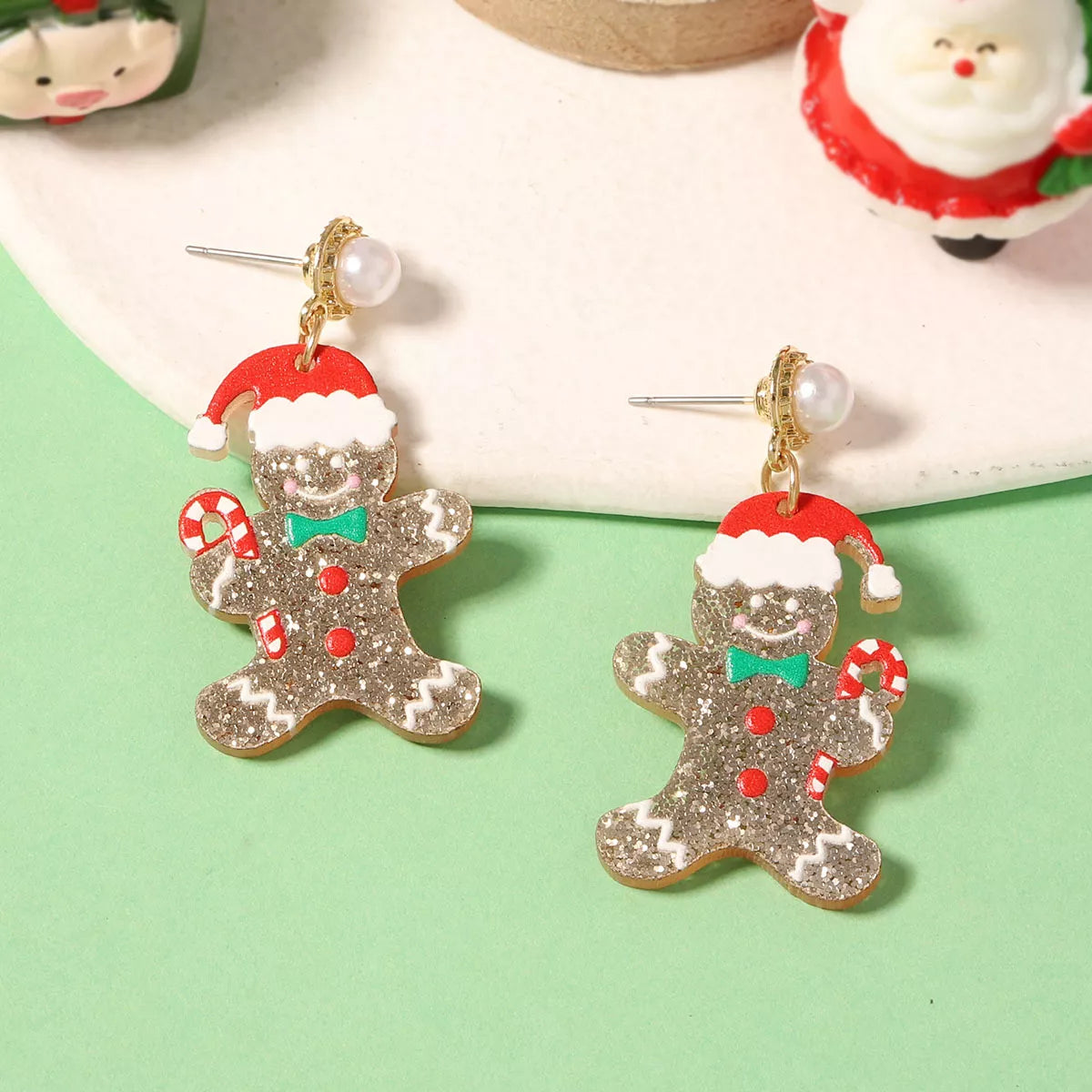 Christmas Gingerbread Man Dangle Earrings