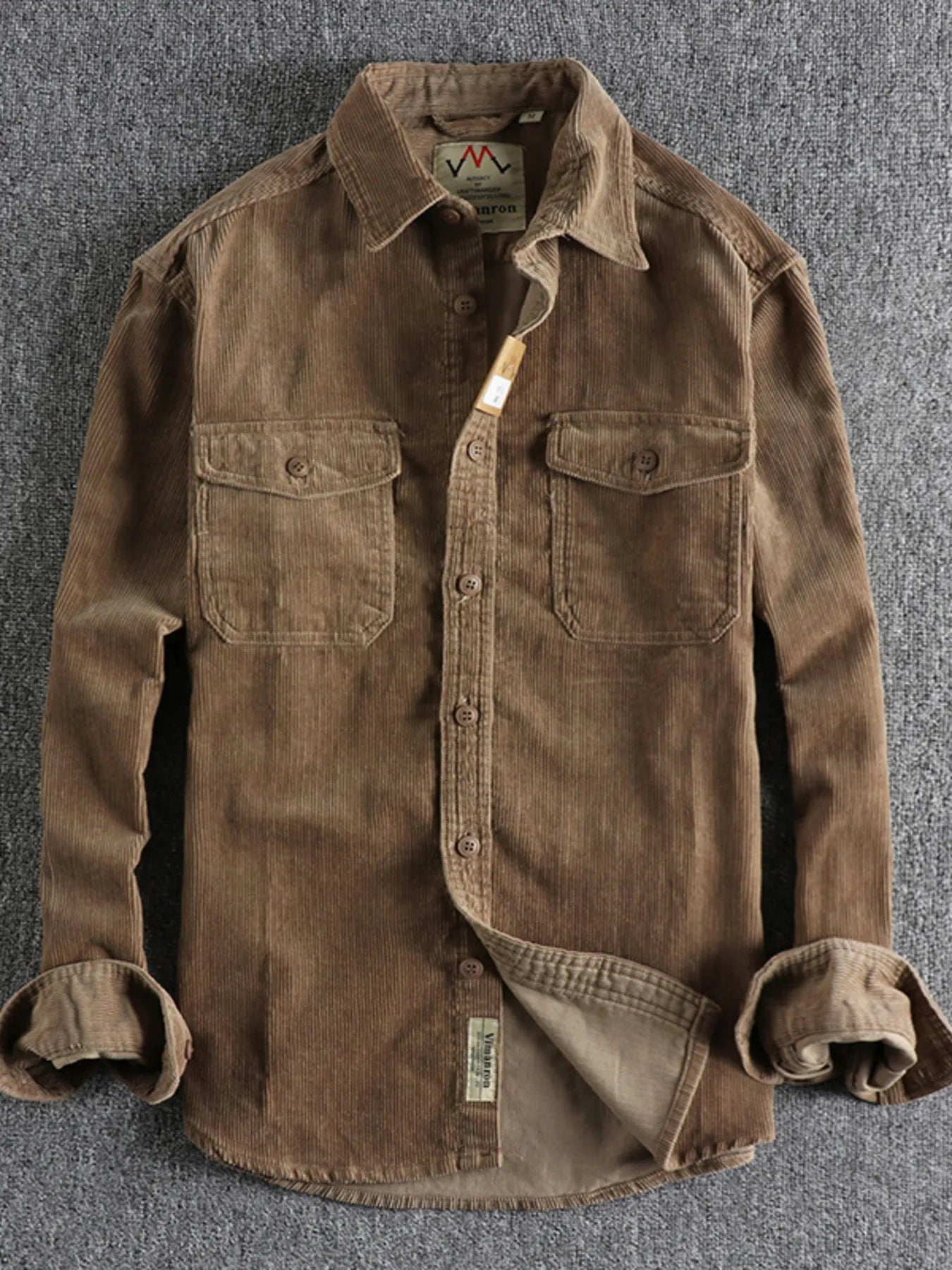 Men's Plus Size Corduroy Long Sleeve Button Up Shirt