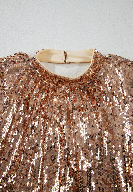 Glamorous Backless Sequin Mini Dress with Long Sleeves