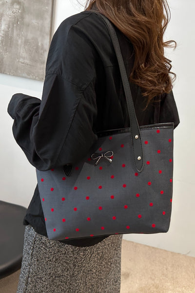 Stylish Bow Trim Polyester Tote Bag for Everyday Use