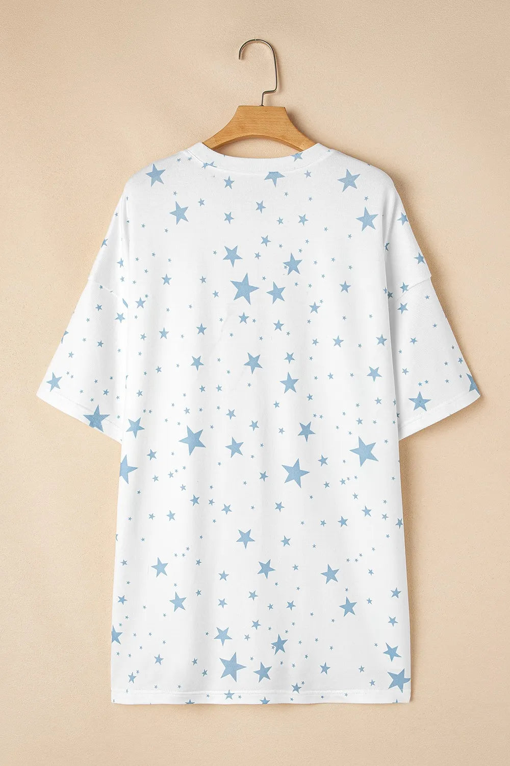 Stars Print Drop Shoulder Oversized T Shirt with Slits