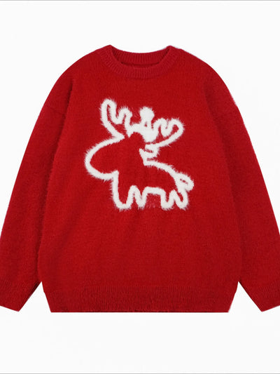 Men's Christmas Reindeer Round Neck Sweater
