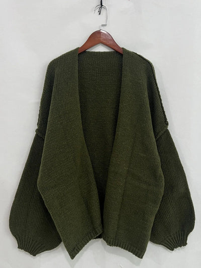 Open Front Dropped Shoulder Cardigan