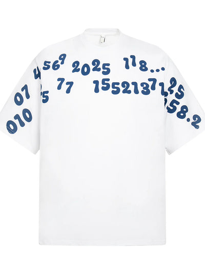 Men's Number Print Short Sleeve Oversized T-Shirt