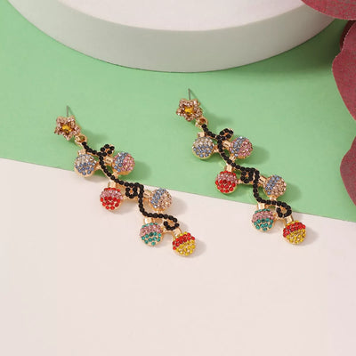 Christmas 18K Gold-Plated Rhinestone Earrings