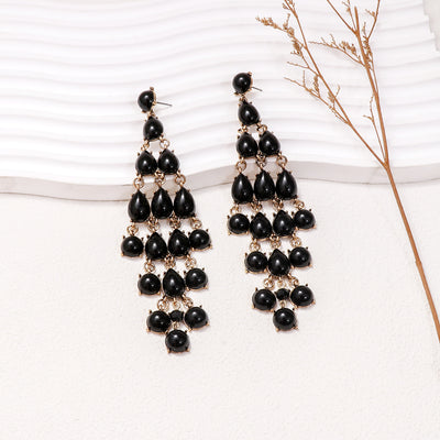 Elegant Alloy & Rhinestone Teardrop Earrings for Evening Glam