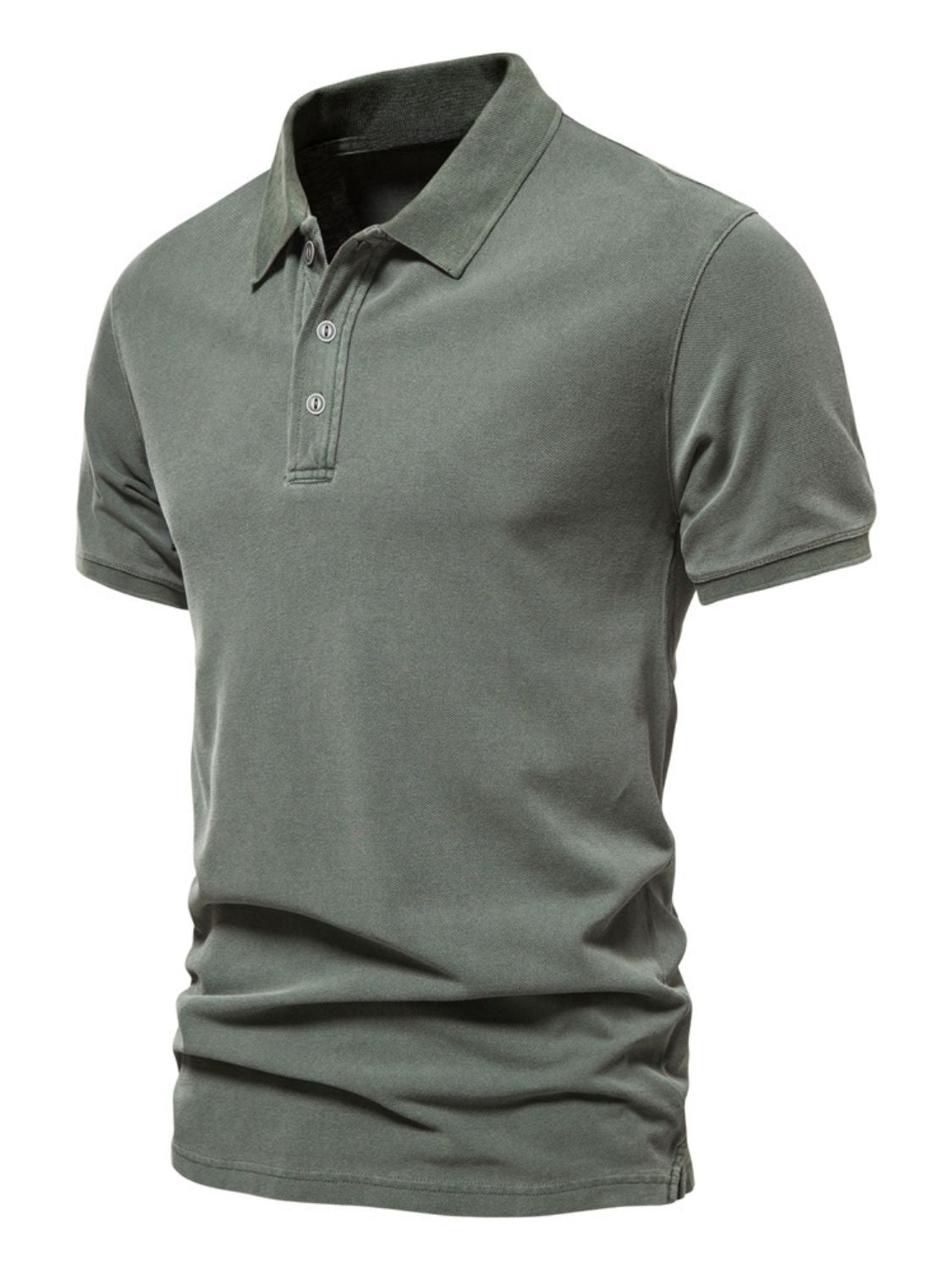 Men's Collared Neck Button Detail Short Sleeve Polo Shirt