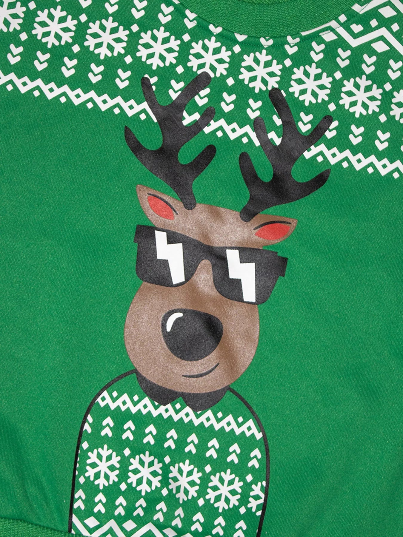 Children's Christmas Reindeer Graphic Crew Neck Sweatshirt