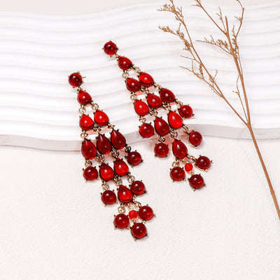 Elegant Alloy & Rhinestone Teardrop Earrings for Evening Glam