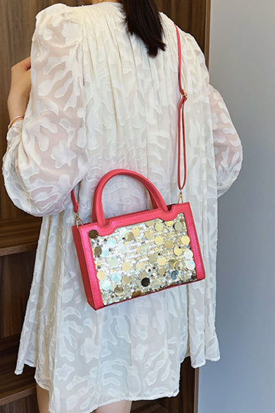 Stylish PU Leather Sequin Handbag for Fashionable Women