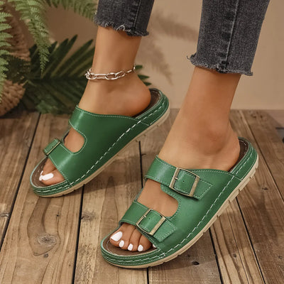 Double Buckle Platform Sandals