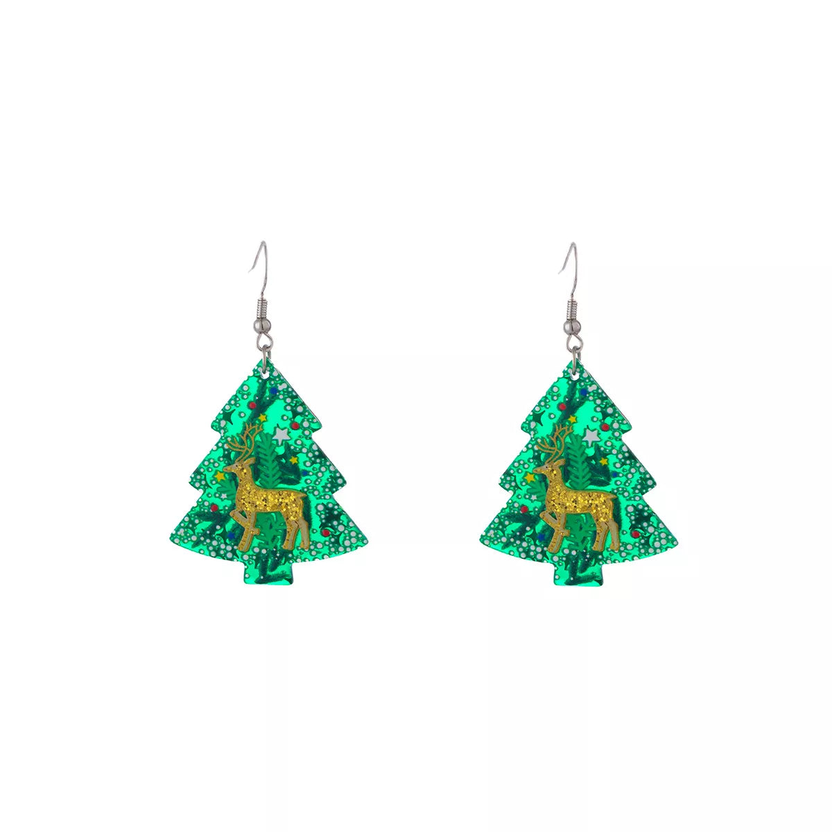 Christmas Tree Glitter Dangle Earrings