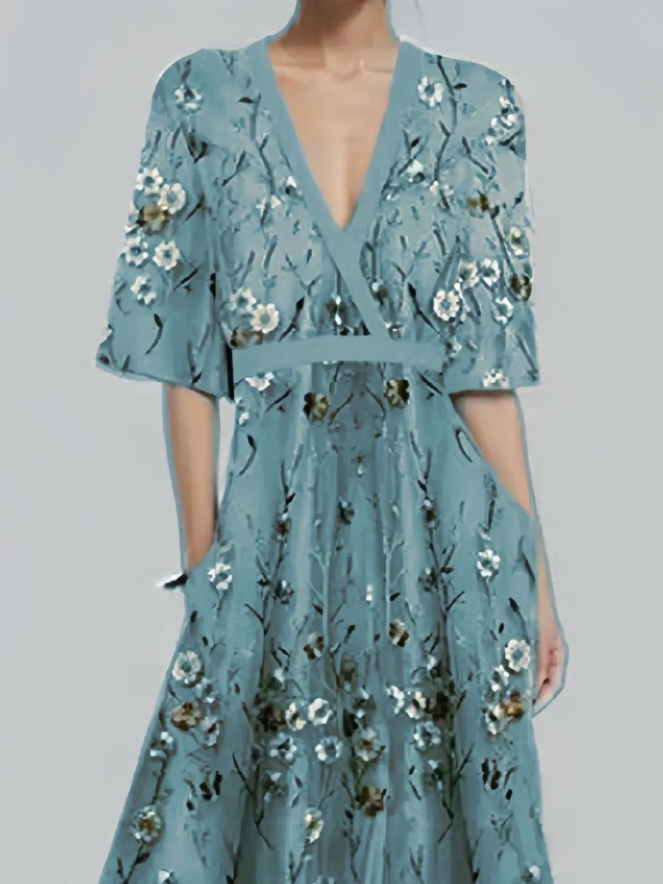 Floral Print Half Sleeve Wrap Maxi Dress