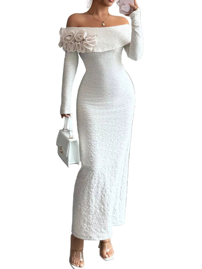 Flower Off-Shoulder Maxi Dress