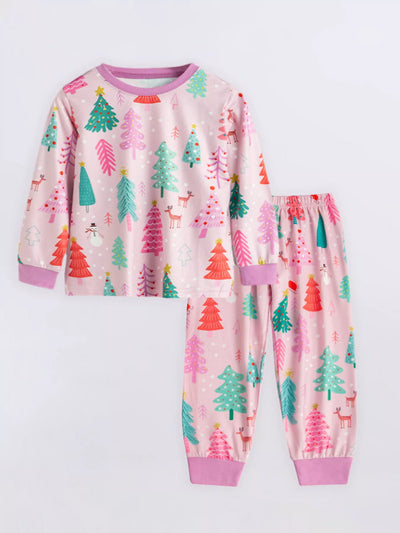 Children's Christmas Tree Print Pajama Set