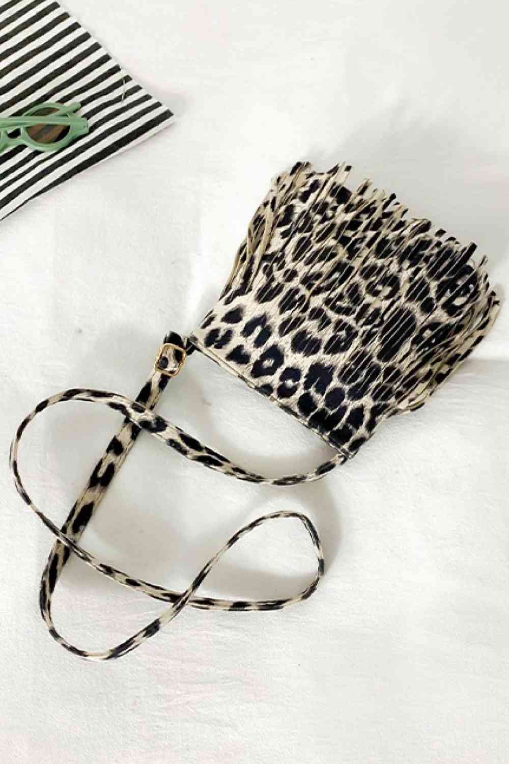 Chic Leopard Print PU Leather Crossbody Bag with Fringe