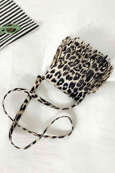 Chic Leopard Print PU Leather Crossbody Bag with Fringe