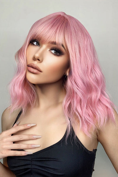 Stylish Bobo Wave 12'' Wig - Soft Pink, Comfortable Fit