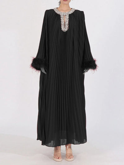 Rhinestone Long Sleeve Maxi Dress