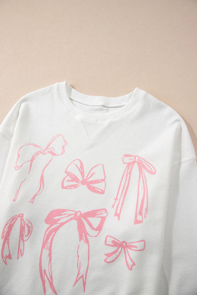 Stylish Bow Print Long Sleeve Sweatshirt with Soft Fabric Feel