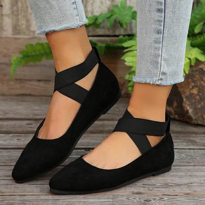Crisscross Point Toe Flat Slip-Ons