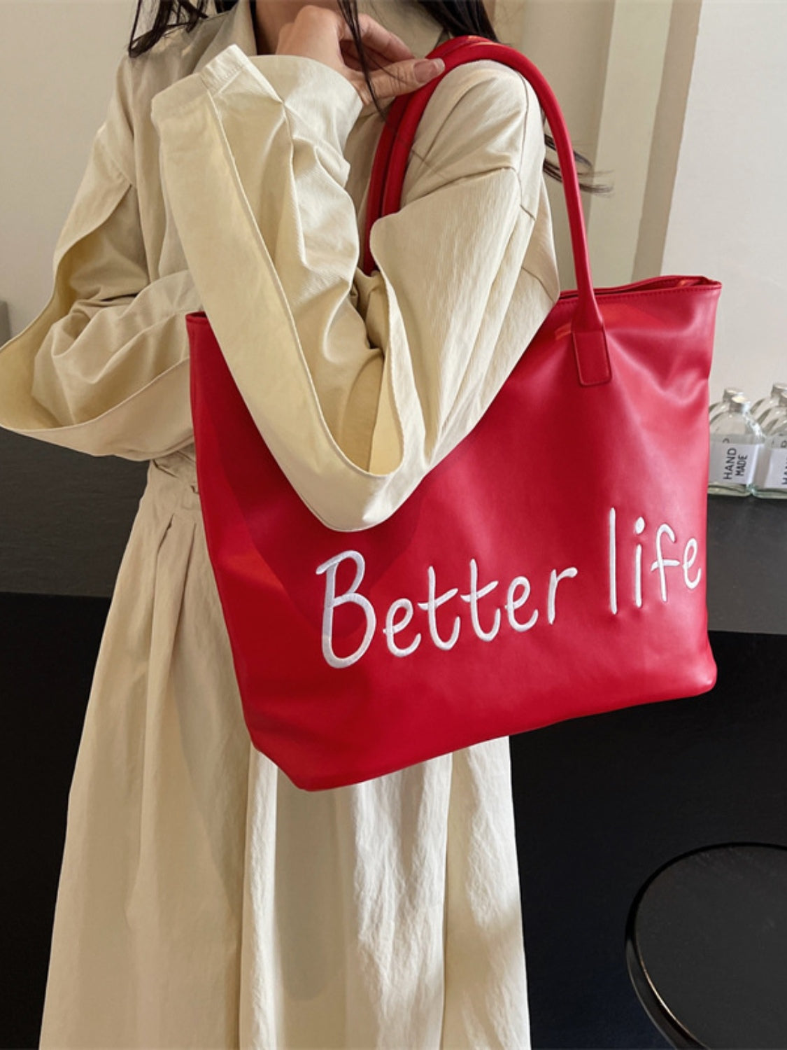 Vibrant Red PU Leather Tote Bag for Trendy Everyday Style