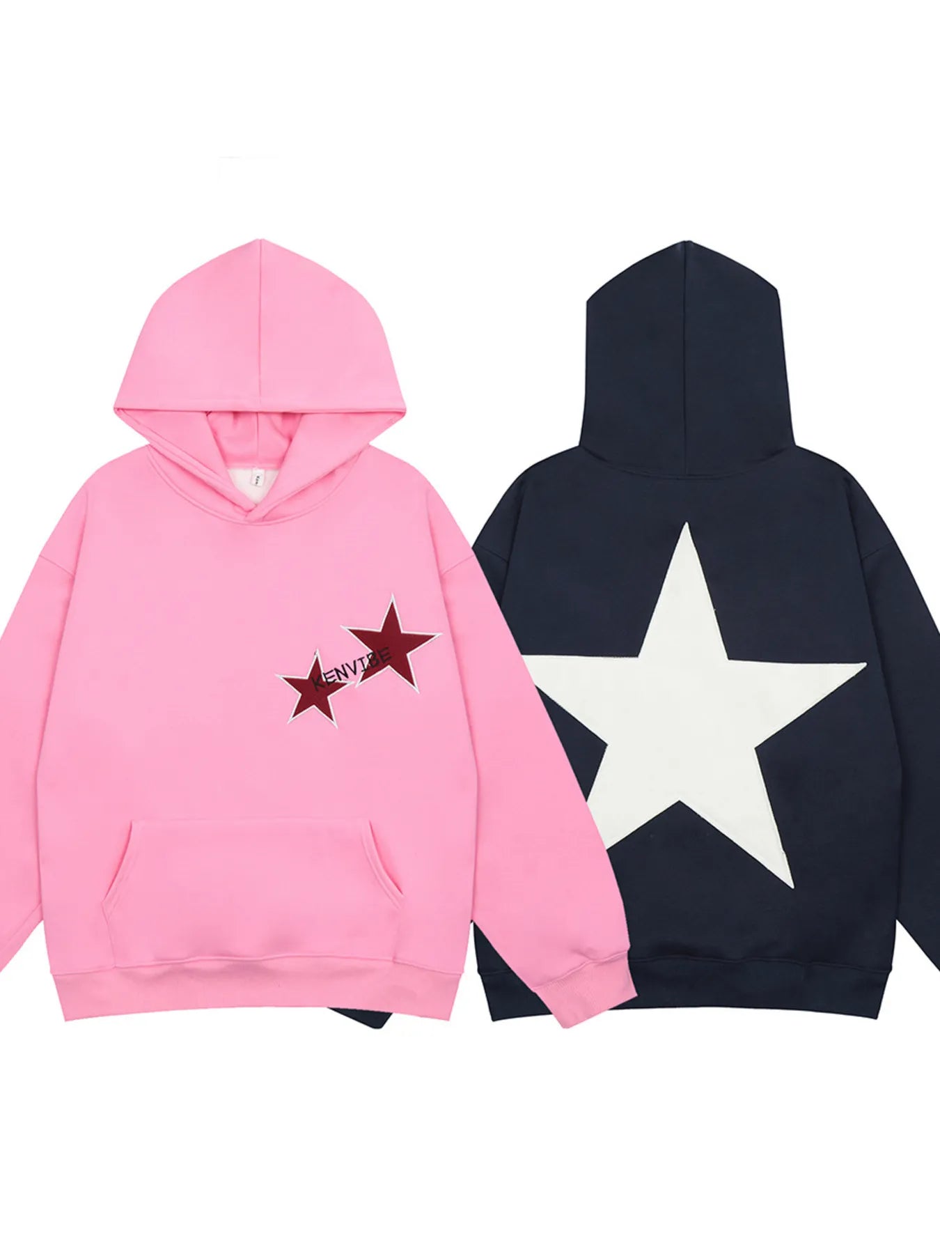 Men's Contrast Star Long Sleeve Hoodie