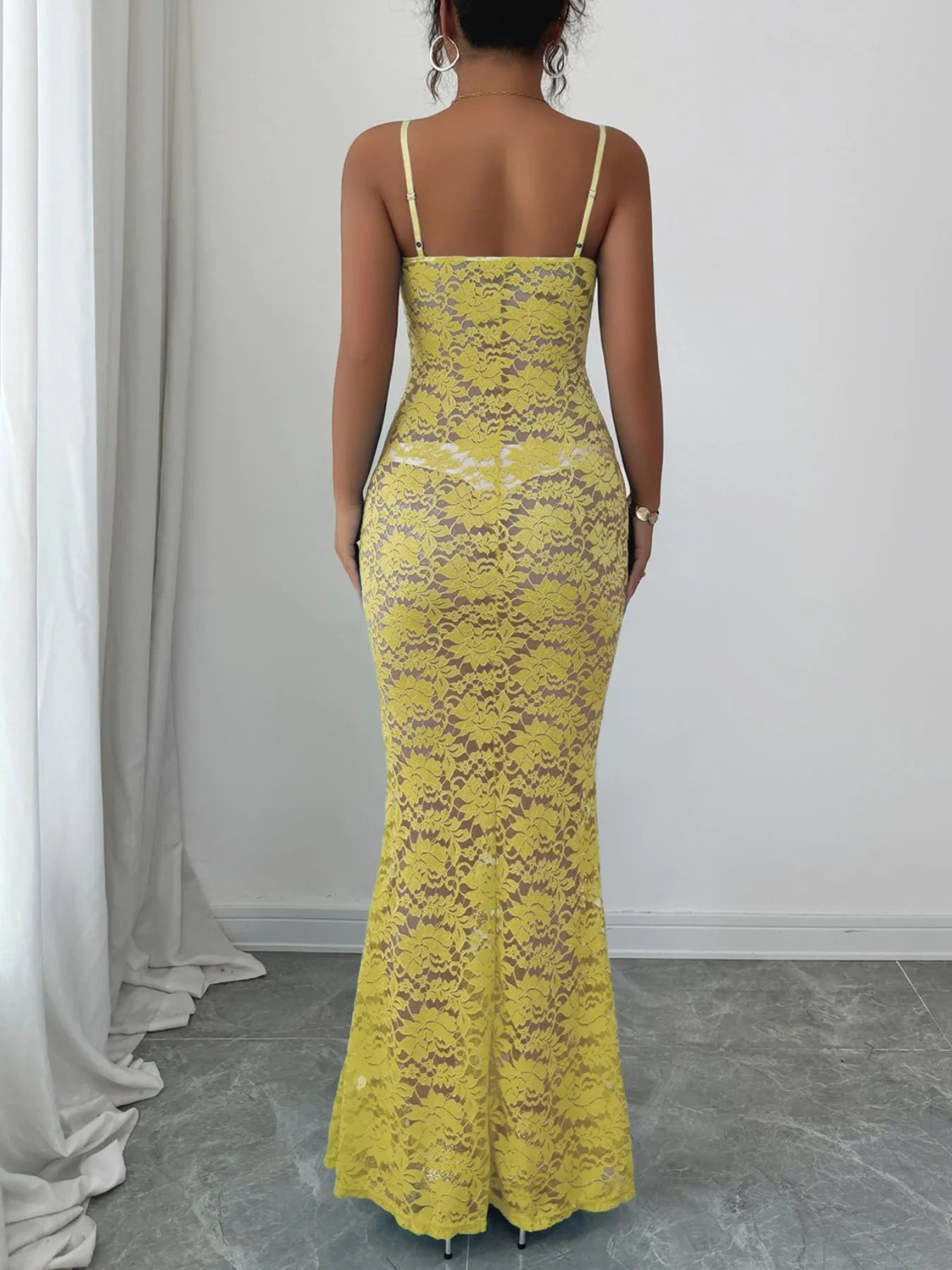 Lace Square Neck Maxi Cami Dress