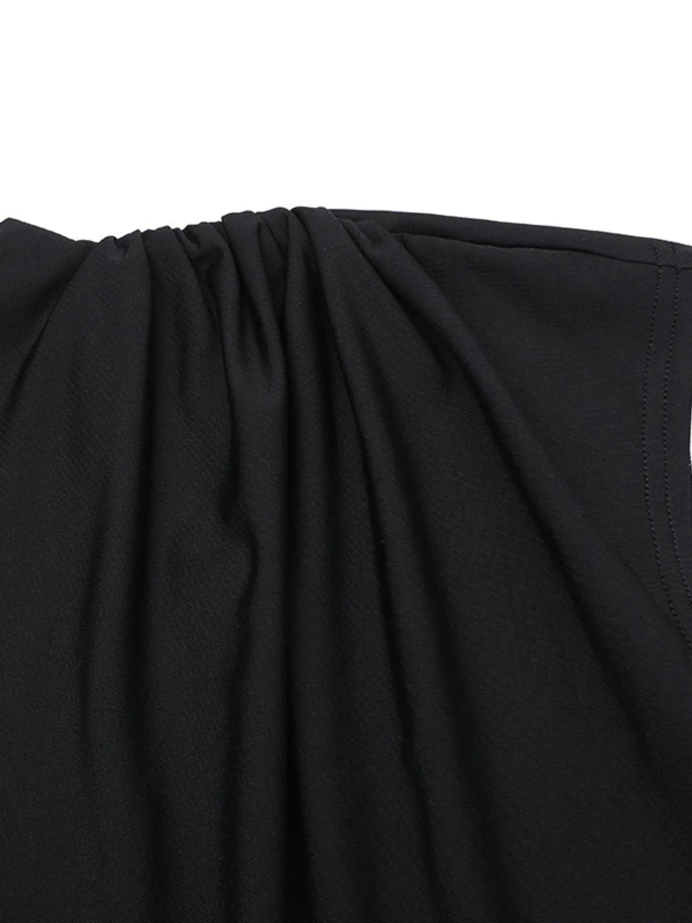 Ruched Slit Cap Sleeve Maxi Dress