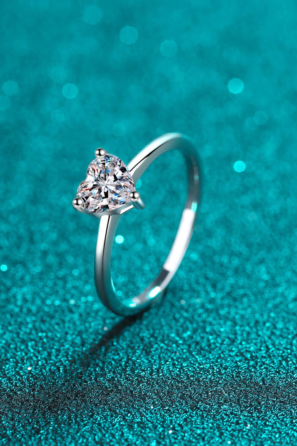 Heart-Shaped Moissanite Ring in Sterling Silver for Promise