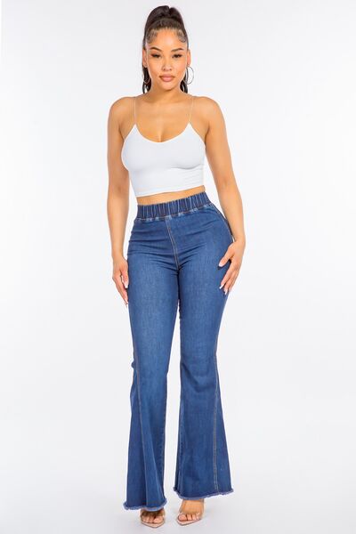Retro High Waist Curvy Flare Jeans - Trendy & Comfortable Fit