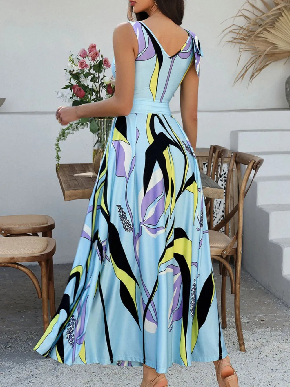 Devine Printed Sleeveless Maxi Dress