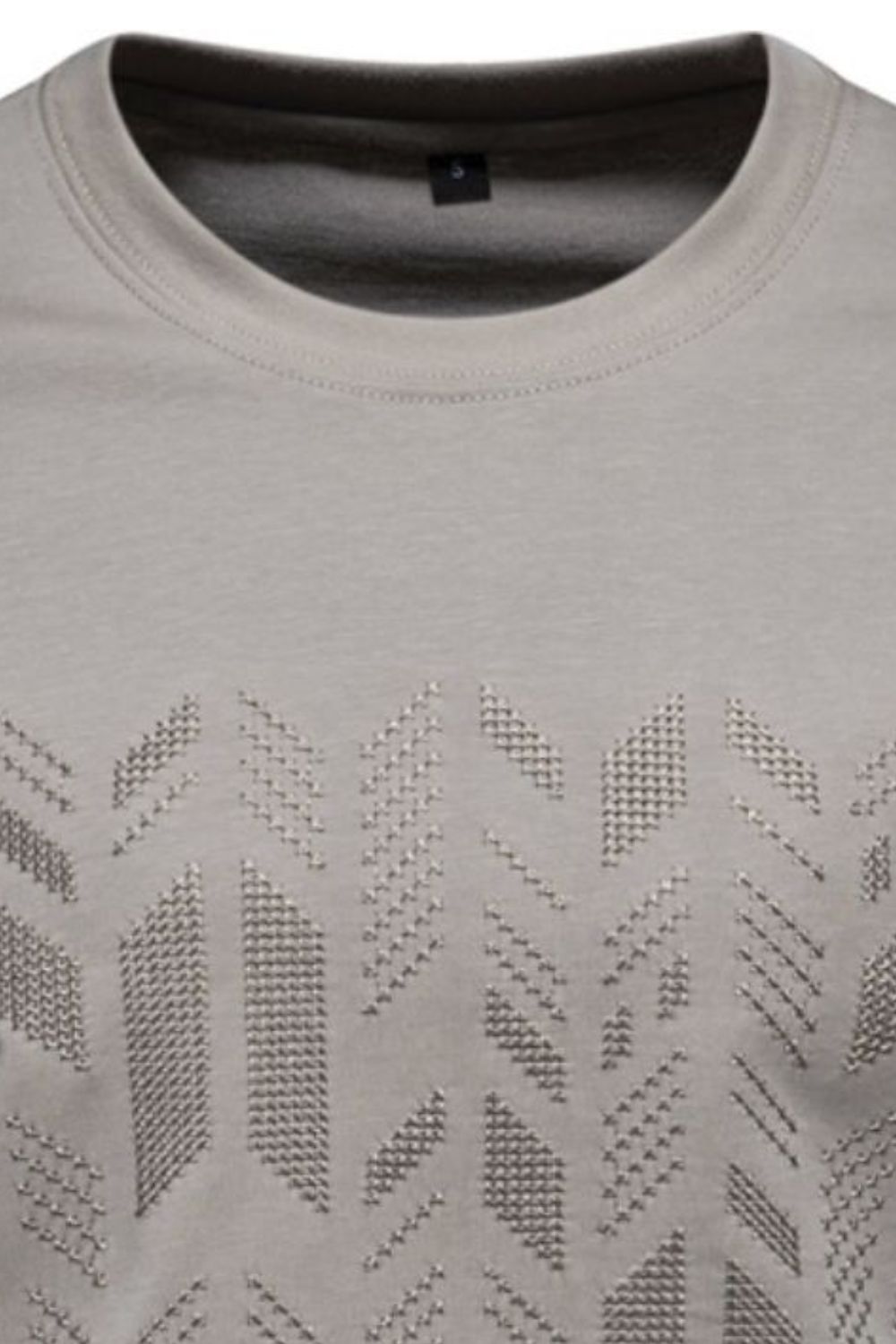 Men's Round Neck Geometric Embroidered T-Shirt for Style