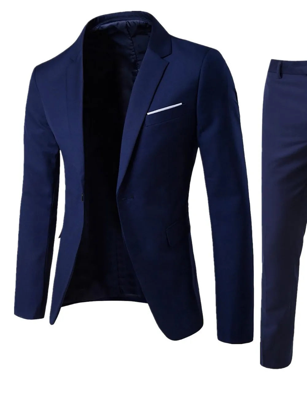 Men's Full Size Slim Fit One Button Top and Pants Two-Piece Blazer Set Plus Size