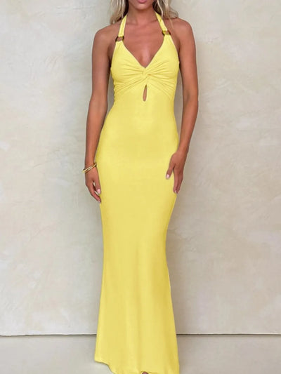 Cutout Twisted Halter Neck Maxi Dress