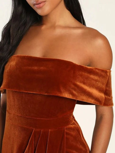 Off-Shoulder Wrap Dress with Side Slit