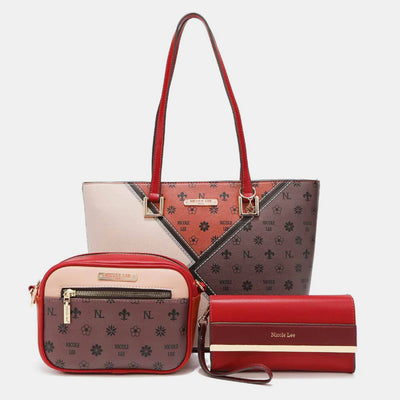 Nicole Lee USA 3-Piece Color Block Handbag Set for Women