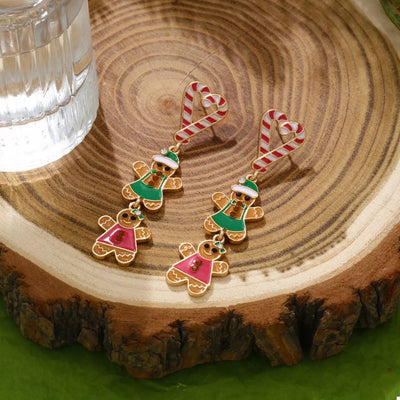 Christmas Gingerbread Man Dangle Earrings