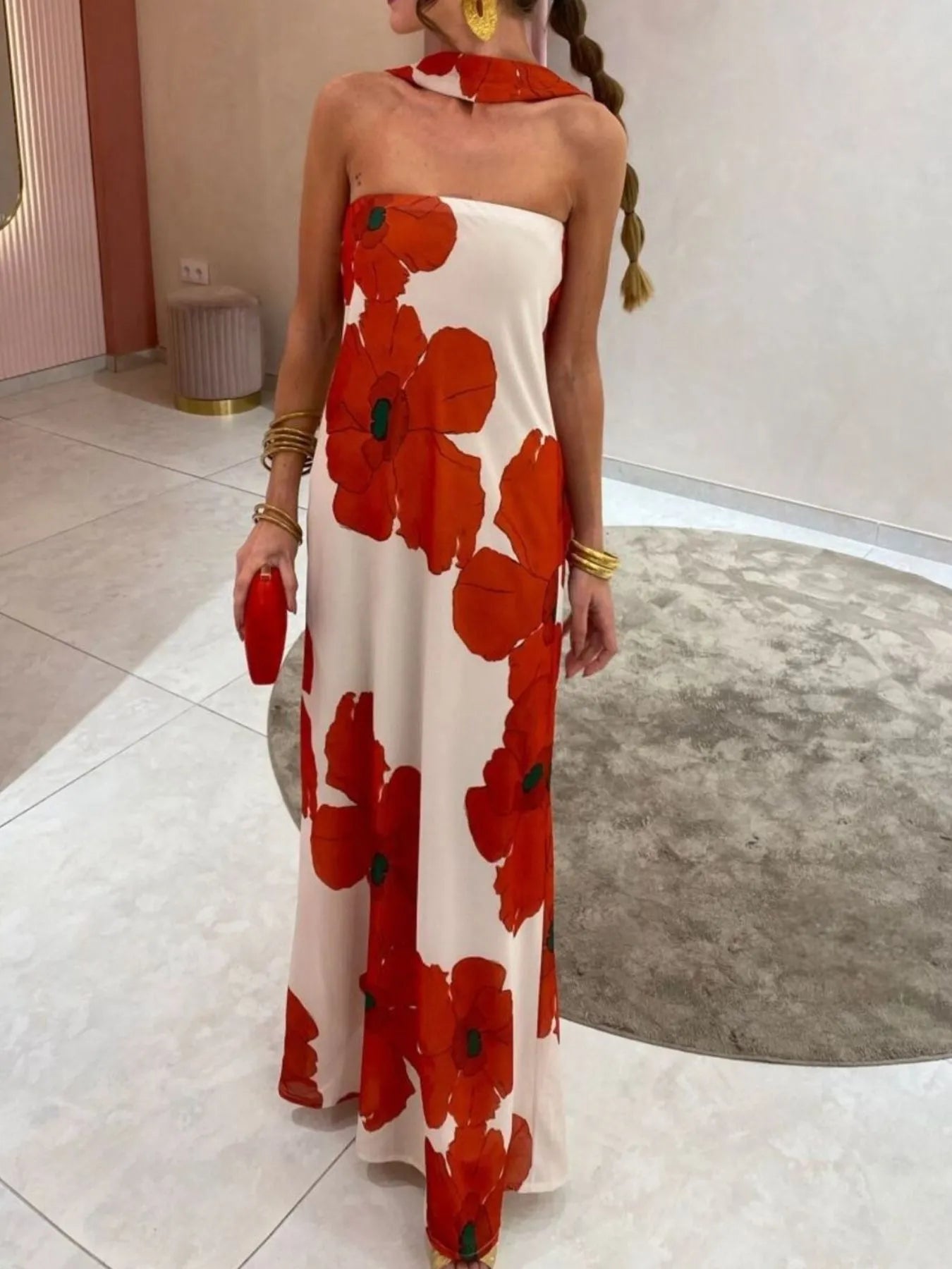 Printed Tube Maxi Dress