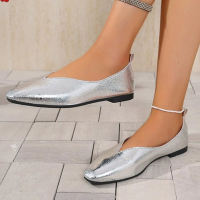 Sparkly Metallic Ballet Flat Loafers